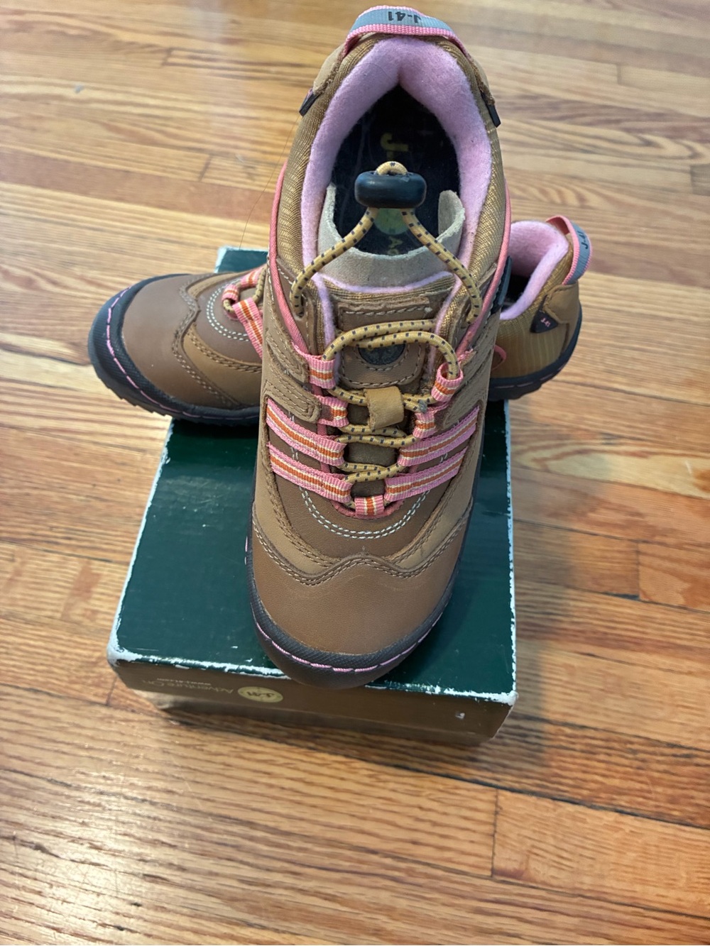 Kids Brown and Pink Waterproof Lace-Top Sneakers